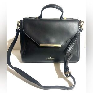 Kate Spade Black Satchel with Gold Accent shoulder handbag